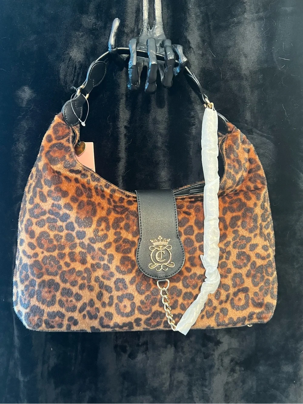 Juicy Couture, Leopard “Juicy Royal Crest” Large Hobo/Coho-NWT
